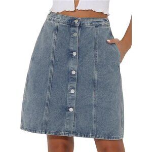 Women's Denim Skirts A-Line Short Blue3